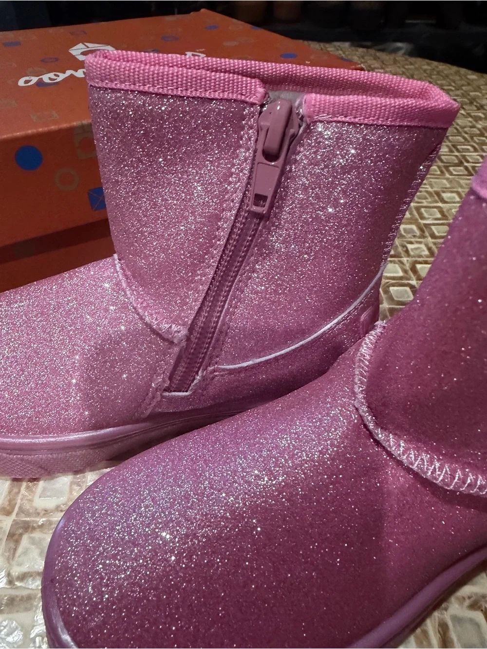 oomphies Glittery Pink Girls' Mid-Calf Boots